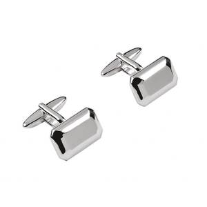 Gemelli Rettangolari in Argento 12x19 mm Finitura Lucida per Abbigliamento Formale - Product Image 1