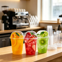 Gobelets jetables en plastique transparent de 12 oz avec couvercles dôme pour smoothies, bubble tea, jus, fêtes et vente à emporter – Vente en gros