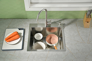 Nuovo Lavello da Cucina in Acciaio Inox con Texture a Miglio, Cestello Filtrante Extra Large e Tubo di Scarico, Vasca Singola - Product Image 2
