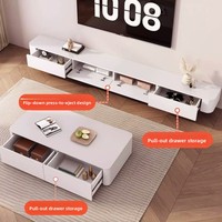 Meuble TV moderne en bois massif avec panneau de roche nordique Combinaison simple de table basse de salon Design de luxe léger