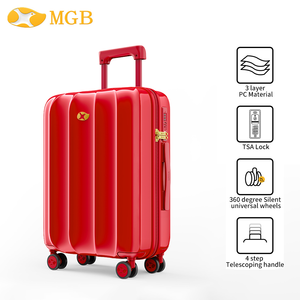 Valigia da Viaggio di Lusso MGB con Ruote, 20-24 Pollici, Bagaglio da Stiva con Cerniera YKK, <span class=keywords><strong>Trolley</strong></span> con Ruote, Serratura TSA, Rosso Lucido - Product Image 2
