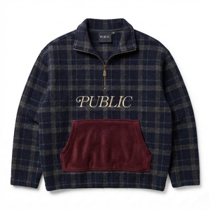 Sudadera de Franela a Cuadros con Cierre de Cremallera para Hombre, Personalizada con Logotipo Bordado, Estilo Casual de Otoño, Cuello Alto, Corte Regular, OEM ODM - Product Image 1