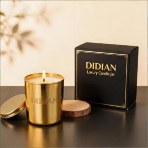 Vente en gros de pots à bougies en verre de luxe de haute qualité, 10 oz et 14 oz, avec placage or, pour la décoration de la maison, pots à bougies, porte-bougie - Product Image 3