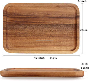 ミニAcaciaウッドトレイコーヒーフルーツ食品クルミ木皿 - Product Image 5