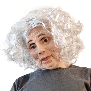 Masque intégral en latex réaliste de femme âgée plissée avec cheveux blancs/marron désordonnés - Accessoire tendance pour fête d'Halloween, mascarade, cosplay pour 18 ans et plus - Product Image 2