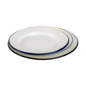 Assiettes en émail métalliques classiques blanches personnalisées avec impression florale rétro, revêtement glacé, avec bordure noire, 18 cm, 20 cm, 24 cm - Product Image 3