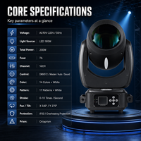 Projecteur LED mobile 200W RGBW avec contrôle DMX512 pour éclairage de scène DJ, vente en gros usine
