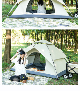 Tente familiale personnalisable à double couche en maille, entièrement automatique, pliable, pour le camping et la plage, sans installation requise, 3-4 personnes, imperméable - Product Image 6