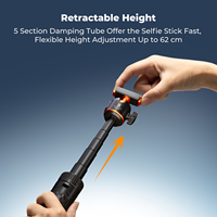 K&F Concept Trépieds perche à selfie 65 cm pour DJI Osmo Nano/Osmo Action 6, Perche à selfie trépied magnétique à dégagement rapide en gros