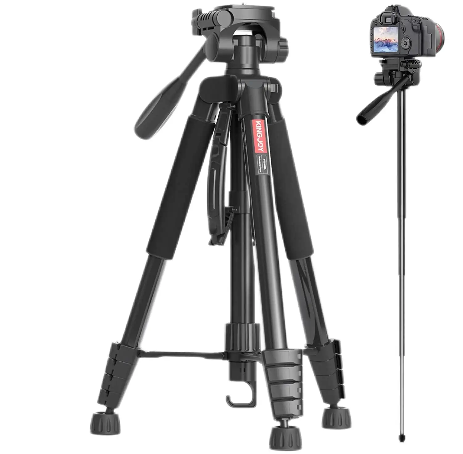 KINGJOY 75" Camera Tripod for Canon Nikon Aluminum Monopod Tripod with Carry Bag Max Load 11LB