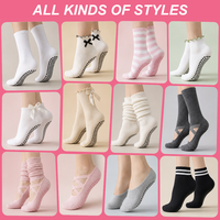 Chaussettes de sport en coton tricoté de qualité supérieure Juncai avec logo, pour femmes, yoga, ballet, pilates, antidérapantes, personnalisables, vente en gros