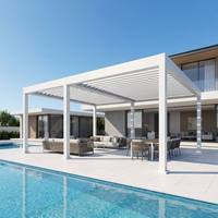 Pergola bioclimatique motorisée en aluminium, économique, résistante à la neige, avec design à lamelles, finition thermolaquée, installation rapide