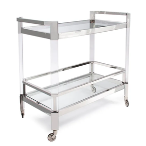 รถเข็นอะคริลิกสองชั้นสำหรับเสิร์ฟโรงแรมรถเข็นอะคริลิคสำหรับร้านอาหาร - Product Image 2