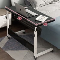 Table d'ordinateur pliable moderne de conception récente, 80*40 cm, en acier blanc et noir, avec étagère pour la chambre à coucher