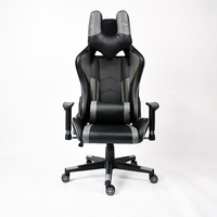 Chaise de sport ergonomique de luxe pour ordinateur PC Chaise de jeu en cuir noir et gris Fauteuil inclinable