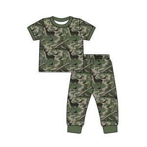 Pyjama 2 pièces personnalisé pour bébé garçon, motif camouflage de chasse à l'elk, 95% coton 5% élasthanne, ensemble de vêtements pour frères - Product Image 4