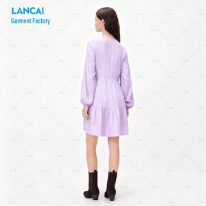 Vestidos Mini de Verano para Mujer, Manga Larga, Puños Elásticos, Estampado de Leopardo y Letras, Cintura Alta, Algodón, Casual, Nueva Colección, Venta al Por Mayor - Product Image 2