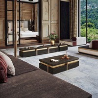 Ensemble de meubles de salon rectangle blanc de luxe table basse nordique d'appartement d'hôtel avec support TV à tiroir