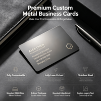 Carte de visite en métal personnalisée de luxe avec logo découpé, en aluminium anodisé, gravure laser et impression, carte vierge personnalisable