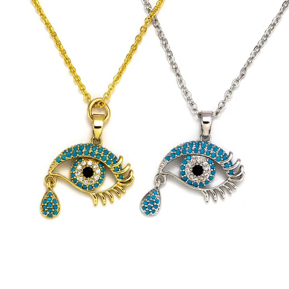 Turkije Blauwe Ogen Tranen Ketting Diamanten Eye Ornamenten Vrouwen Legering Ketting