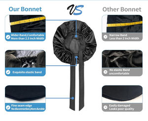 Gorro de satén, gorro de seda, gorro con banda elástica ancha y suave para dormir, gorro para cabello rizado, gorro de ducha - Product Image 4