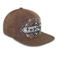 Casquette Snapback en tissu de chanvre à 7 panneaux Hip Hop Gorras Para Personalizar avec un design à visière plate Broderie personnalisée