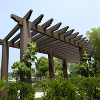 Kits de pergola à toit à lames en bois composite WPC prêt à assembler pour balcon, terrasse et patio extérieur