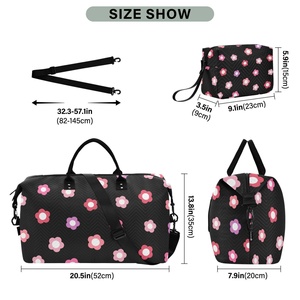 Ensemble de sacs de voyage sportifs pliables à grande capacité, imperméables et durables, avec fermeture éclair, motifs de petites fleurs, 2 pièces - Product Image 3