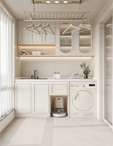 Vanités d'armoire de buanderie de balcon <span class=keywords><strong>super</strong></span> pratiques blanc pur français léger - Product Image 2