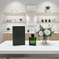 Flacon de parfum en verre OEM Fairy FR-D-1 vert de haute qualité, vide, 50 ml, avec boîte cadeau, vaporisateur et impression sérigraphique