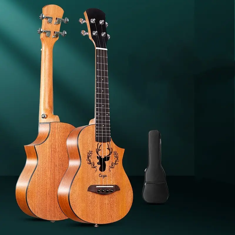 Jelo SLG-U2 21 Polegada ukulele guitarra baixo padrão sólido quebra-cabeça instrumento musical iluminação brinquedo com cordas de nylon