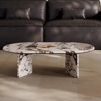 Table basse rectangulaire en marbre Calacatta Viola brun avec base cannelée Stone Furniture