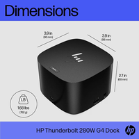 Station d'accueil HP Thunderbolt 280W G4 avec câble combo, port Thunderbolt 4 prenant en charge l'affichage multi-4K