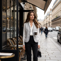 Gilet sans manches élégant gris clair pour femme, style parisien, qualité supérieure, personnalisable