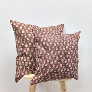 Thiết kế tối hổ phách hoa Poly Linen gối bìa, không thấm nước gỉ Đỏ khối in ngoài trời cushion cover/ - Product Image 1