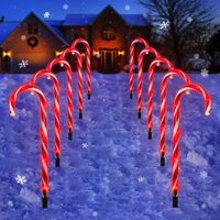 Lampes solaires de Noël en forme de canne à sucre, étanches, en PVC, pour l'extérieur, lumières LED pour allée, jardin, cour, patio