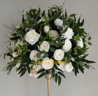 Y-I003 OEM Composition florale de mariage faite à la main Centre de table de mariage Boules de fleurs artificielles roses rouges et blanches