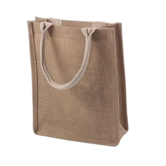 Basit stil özel desenler geri dönüşümlü jüt çanta çuval kahve çantalar alışveriş çantası