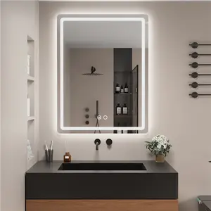 Modern banyo ışıkları su geçirmez arka Led banyo aynaları dikdörtgen duvar aynası banyo Vanity akıllı ayna