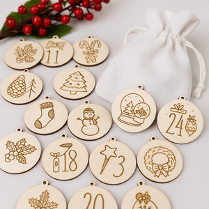 PAFU 크리스마스 파티 장식 선물 태그 24pcs 강림절 달력 번호 펜던트 강림절 달력에 대한 크리스마스 나무 숫자 - Product Image 2