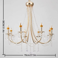 Lustre de mariage doré en fer forgé et cristal, éclairage décoratif de plafond pour scène de mariage, accessoires de mariage