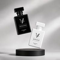 Flacon de parfum carré en gros, personnalisé, noir et blanc, vide, 50 ml, en verre, flacon de parfum de luxe avec boîte personnalisée