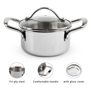 Induction Compatible Minimalist Design Stainless Steel Soup Pot with Glass Lid - Product Image 3