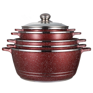 10 Cái Nhôm Die Cast Non Stick Cookware Set 20/24/28/32CM Soong + 28CM Nông Soong Red Marble Tranh Nấu Ăn Nồi - Product Image 1