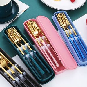 Light Luxury Camping Stainless Steel Cutlery <b>Portable</b> Tableware Chopsticks Spoon Fork Small Waist 3pcs Flatware Dinnerware Set - Product Image 6