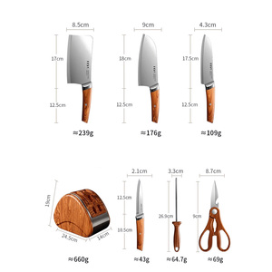 Bộ dao bếp 7 món bán buôn, thép không gỉ, kèm giá đỡ dao bằng nhựa, dùng để nấu ăn và cắt - Product Image 6