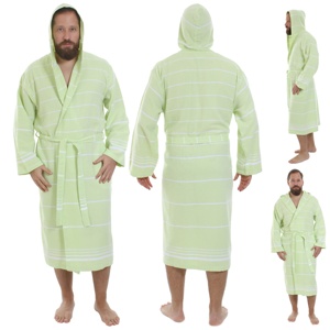 Albornoz estilo clásico turco para hombre, traje de baño a rayas, estilo playero, 100 algodón - Product Image 3