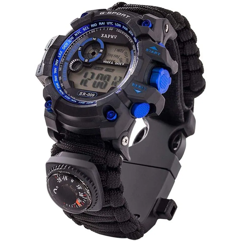 7 in 1 Waterproof Watch Multifunctional Outdoor Compass Digital Sports Watches