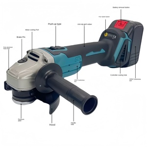 <span class=keywords><strong>Meuleuse</strong></span> d'angle sans fil au lithium sans balais de qualité industrielle avec interrupteur coulissant Batterie 4.0Ah pour la coupe et le polissage - Product Image 2