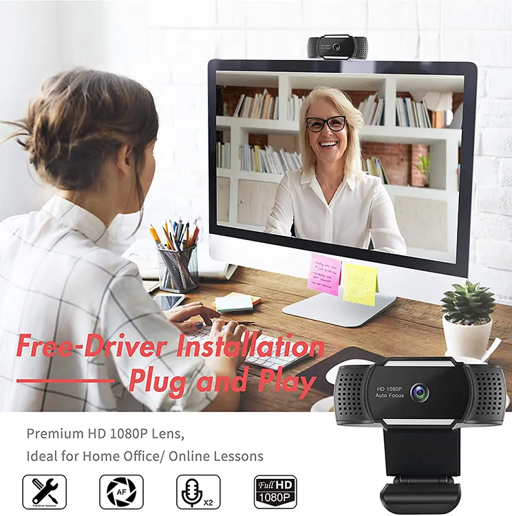 USB WebCam 1080p HD 10 Megapixel PC Camera with Absorption Microphone MIC for Skype for Android TV Rotatable Computer Camera